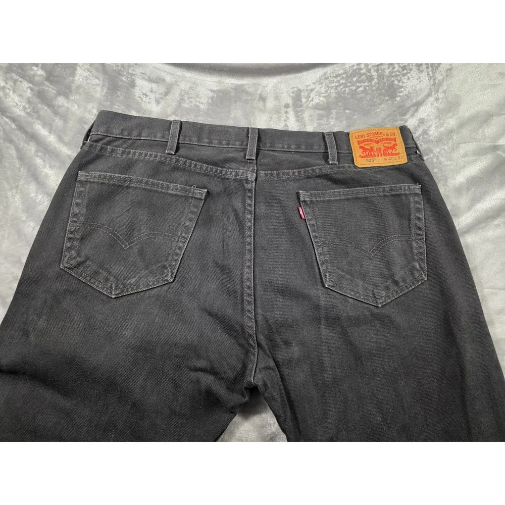 Levi's 505 Denim Jeans Mens‎ 40x32 Black Dark Wash Straight Leg